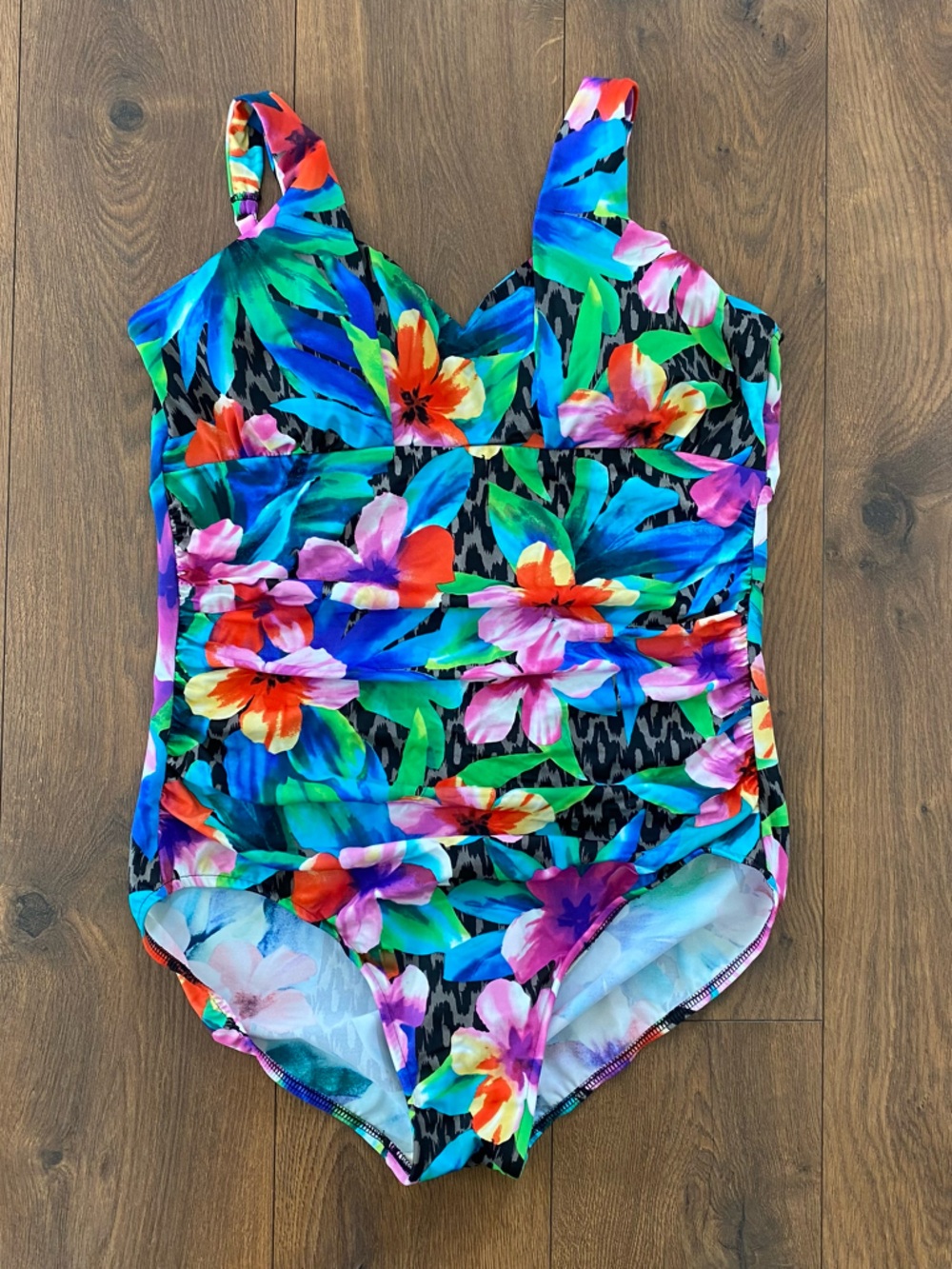 Trimshaper Addison One Piece Swimsuit Floral Animal Print Tummy Control Sz 18